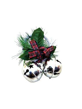 5" GALVANIZED BELLS W/COUNTRY CHECK BOW SINGLE ORNAMENT